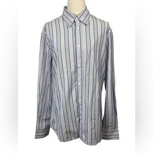Vintage Y2K Versus Versace Striped Button-Up Shirt Blue White Size 36